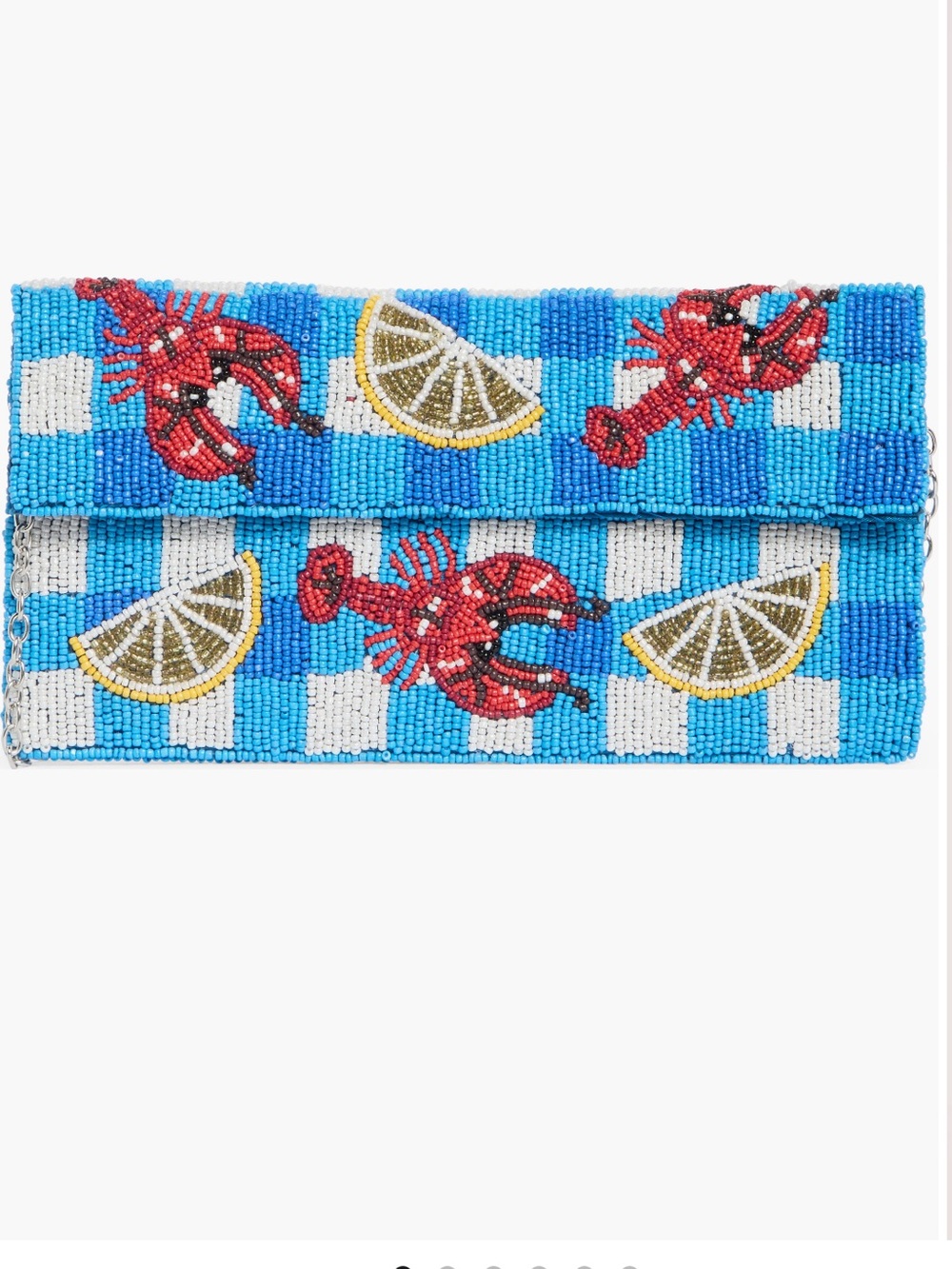 Collection XIIX Beaded Lobster & Lemons  Clutch in Blue and Yellow